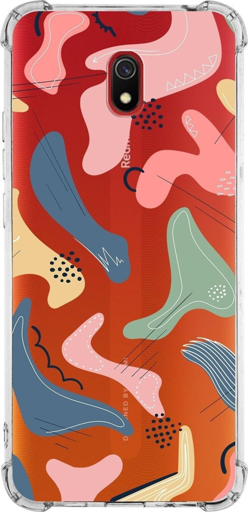 Xiaomi Redmi 8A Köşe Korumalı Antişok Kapak Abstract Tasarımlı Şeffaf Silikon Kılıf
