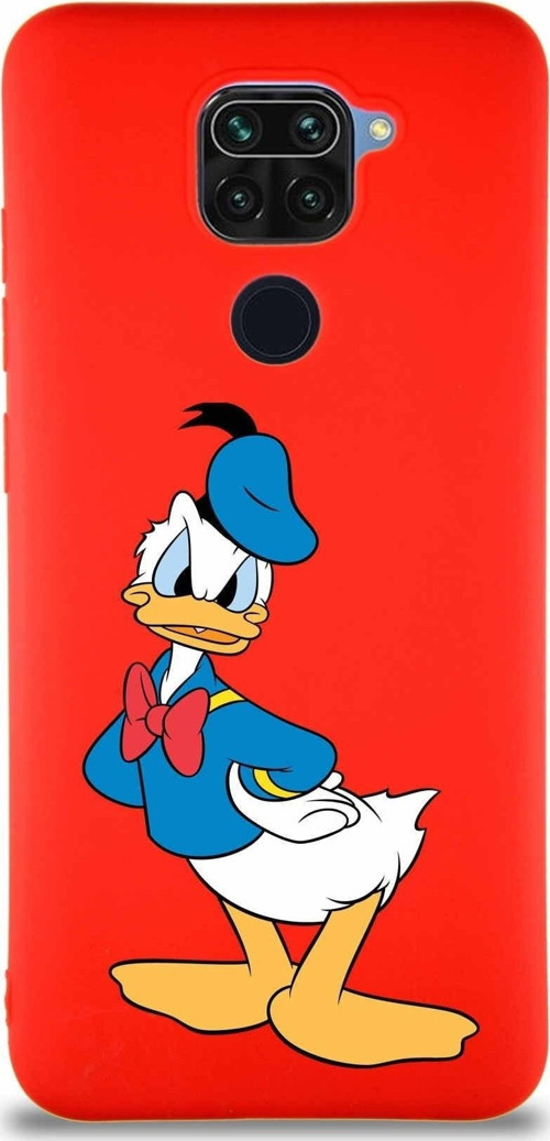Xiaomi Redmi Note 9 Soft Premier Kapak Donald Duck-D Tasarımlı Silikon Kılıf - Kırmızı
