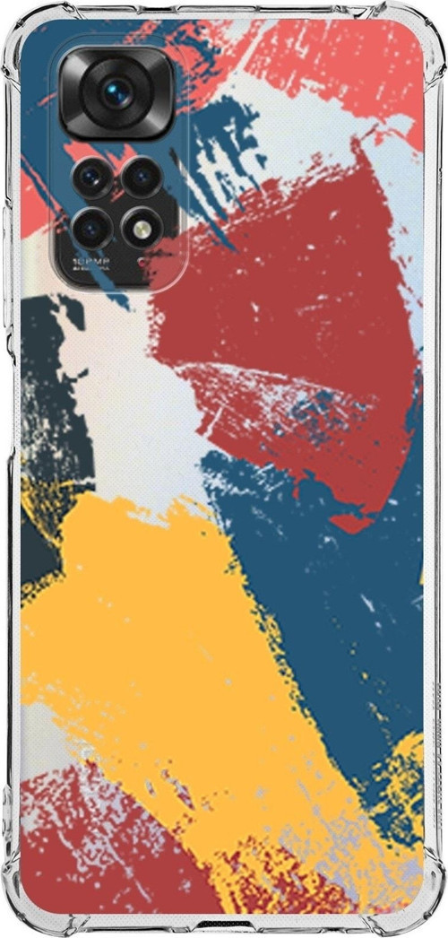 Xiaomi Redmi Note 11 Pro Köşe Korumalı Antishock Kapak Brushstroke Tasarımlı Şeffaf Kılıf