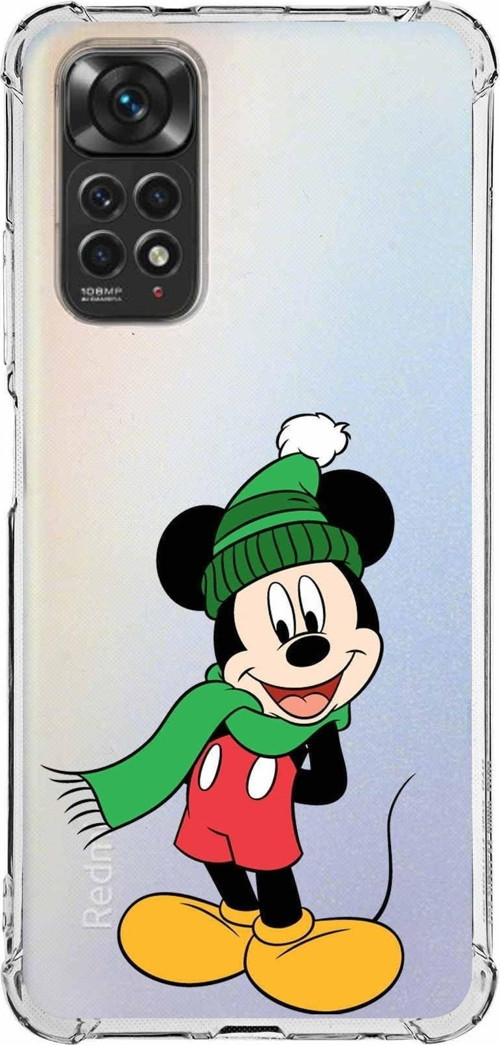 Xiaomi Redmi Note 11 Pro Köşe Korumalı Antishock Kapak Mickey Mouse Tasarımlı Şeffaf Kılıf