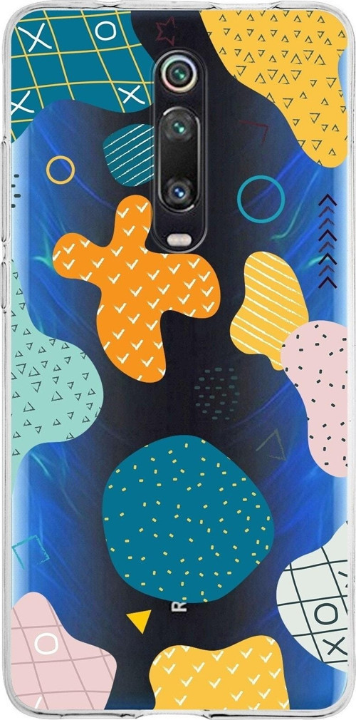 Xiaomi Redmi K20 Pro Uyumlu Kapak Geometrik Şekiller Tasarımlı Şeffaf Silikon Kılıf