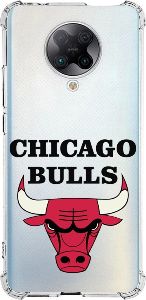 Xiaomi Poco F2 Pro Uyumlu Köşe Korumalı Antişok Kapak Chicago Bulls Tasarımlı Şeffaf Silikon Kılıf