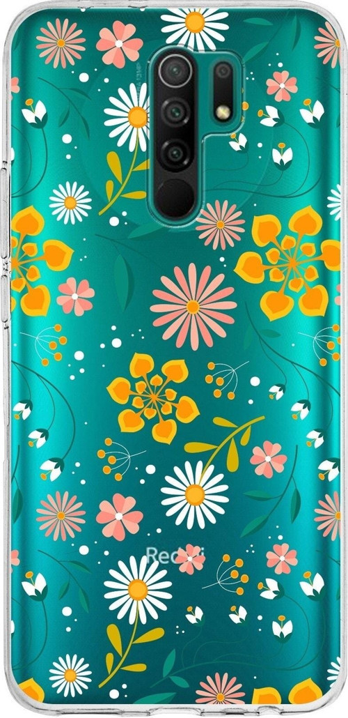 Xiaomi Redmi 9 Uyumlu Kapak Çiçek Tasarımlı Şeffaf Silikon Kılıf