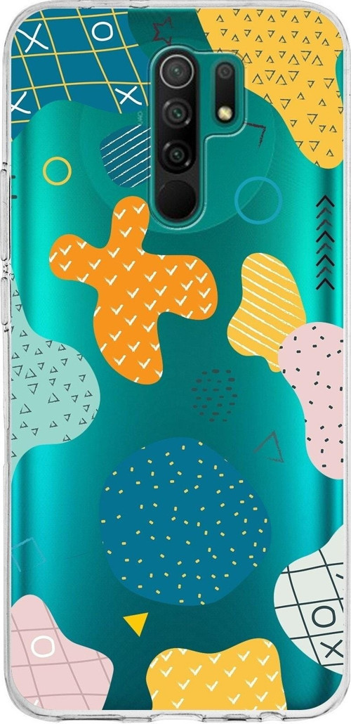 Xiaomi Redmi 9 Uyumlu Kapak Geometrik Şekiller Tasarımlı Şeffaf Silikon Kılıf
