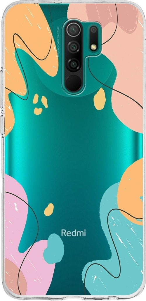 Xiaomi Redmi 9 Uyumlu Kapak Karışık Renkler Tasarımlı Şeffaf Silikon Kılıf