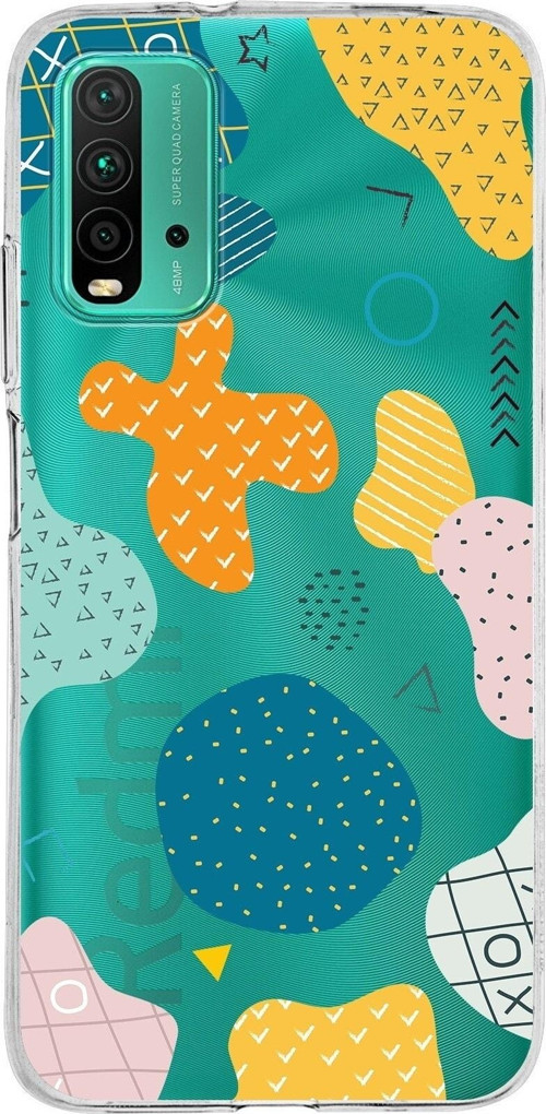 Xiaomi Poco M3 Uyumlu Kapak Geometrik Şekiller Tasarımlı Şeffaf Silikon Kılıf