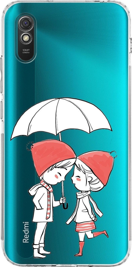 Xiaomi Redmi 9A Kamera Korumalı Kapak Aşk Tasarımlı Şeffaf Kılıf