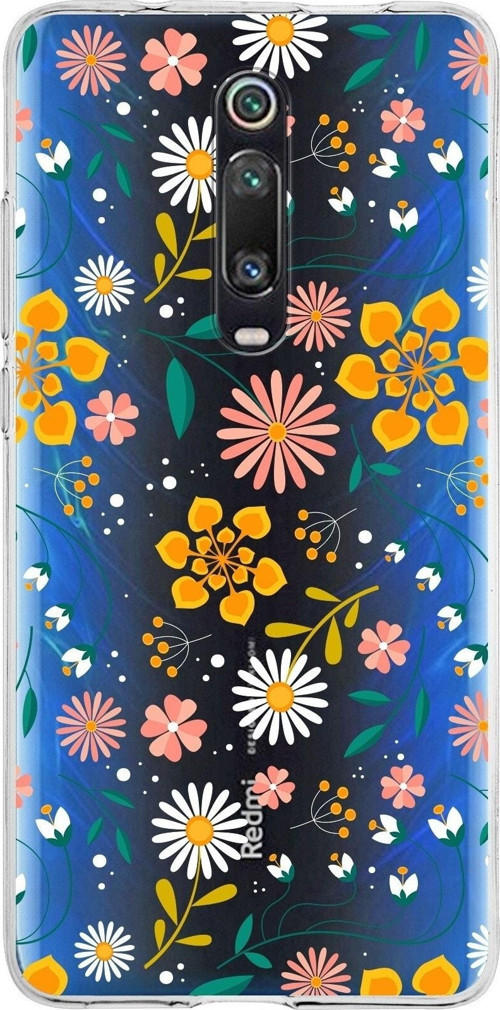 Xiaomi Mi 9T Uyumlu Kapak Çiçek Tasarımlı Şeffaf Silikon Kılıf