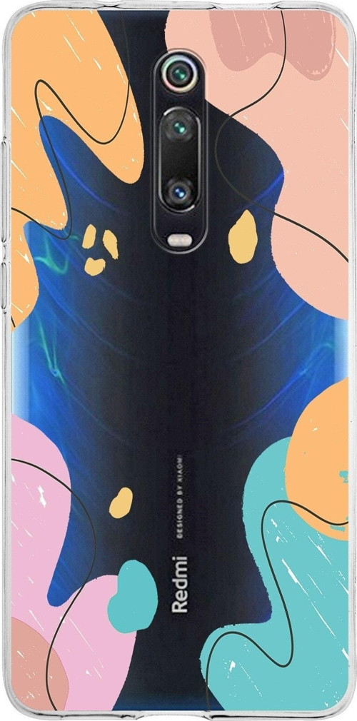 Xiaomi Mi 9T Uyumlu Kapak Karışık Renkler Tasarımlı Şeffaf Silikon Kılıf