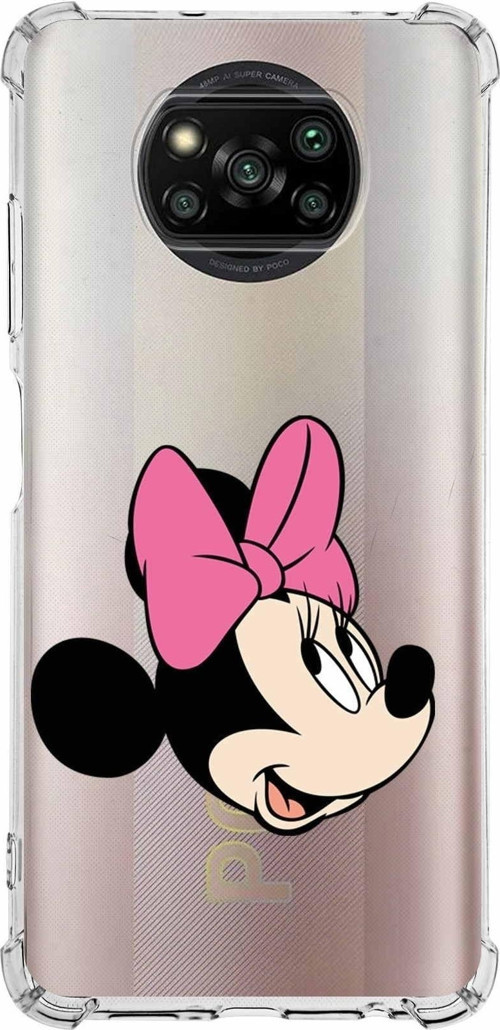 Xiaomi Poco X3 Köşe Korumalı Antişok Kapak Minnie Mouse Tasarımlı Şeffaf Kılıf