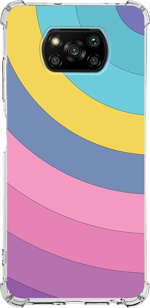 Xiaomi Poco X3 Köşe Korumalı Antişok Kapak Renk Cümbüşü Tasarımlı Şeffaf Silikon Kılıf