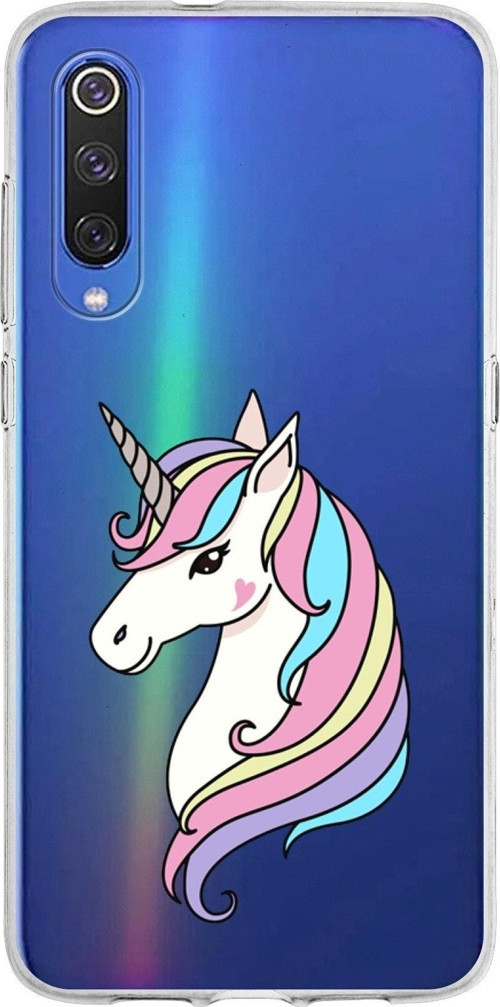 Xiaomi Mi 9 Uyumlu Kapak Unicorn Tasarımlı Şeffaf Silikon Kılıf