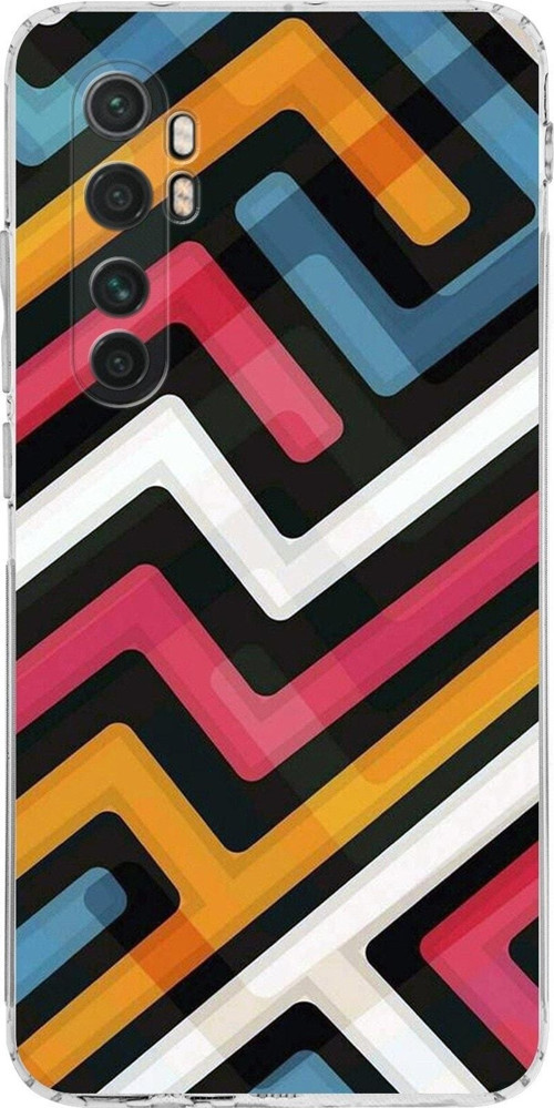 Xiaomi Mi Note 10 Lite Kamera Korumalı Kapak Labirent Grafiti Tasarımlı Şeffaf Kılıf