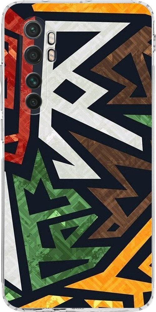 Xiaomi Mi Note 10 Lite Kamera Korumalı Kapak Soyut Grafiti Tasarımlı Şeffaf Kılıf