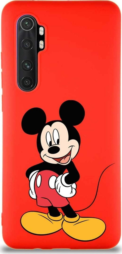 Xiaomi Mi Note 10 Lite Soft Premier Kapak Mickey Mouse-E Tasarımlı Silikon Kılıf - Kırmızı