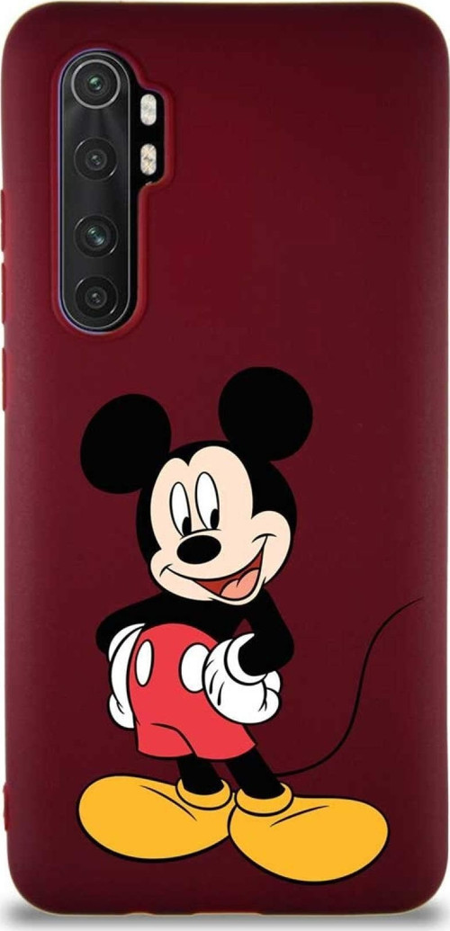 Xiaomi Mi Note 10 Lite Soft Premier Kapak Mickey Mouse-E Tasarımlı Silikon Kılıf - Mürdüm