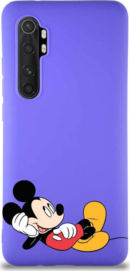 Xiaomi Mi Note 10 Lite Soft Premier Kapak Mickey Mouse-F Tasarımlı Silikon Kılıf - Mor