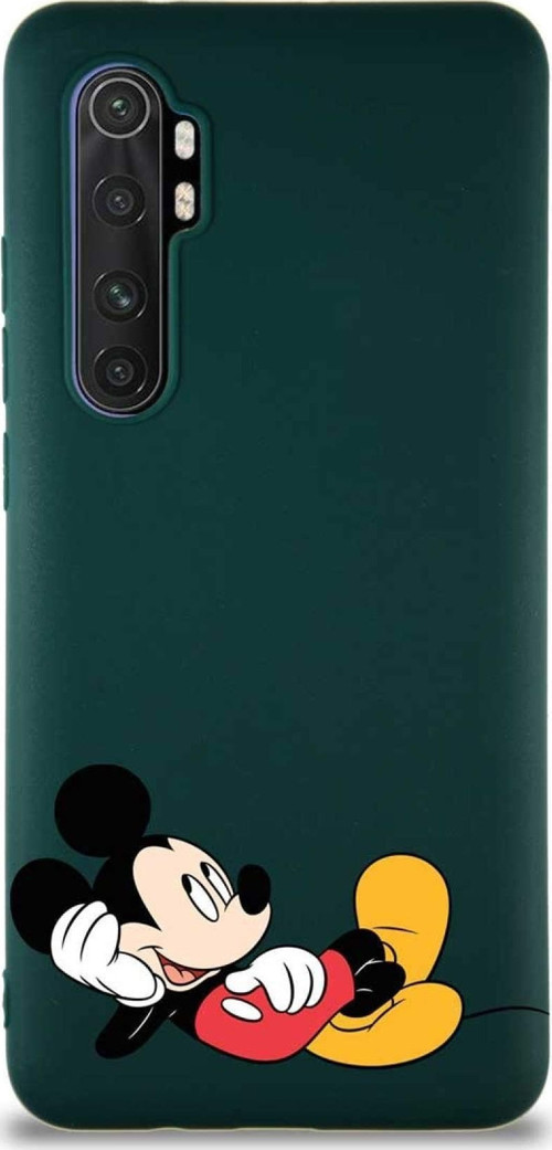 Xiaomi Mi Note 10 Lite Soft Premier Kapak Mickey Mouse-F Tasarımlı Silikon Kılıf - Yeşil