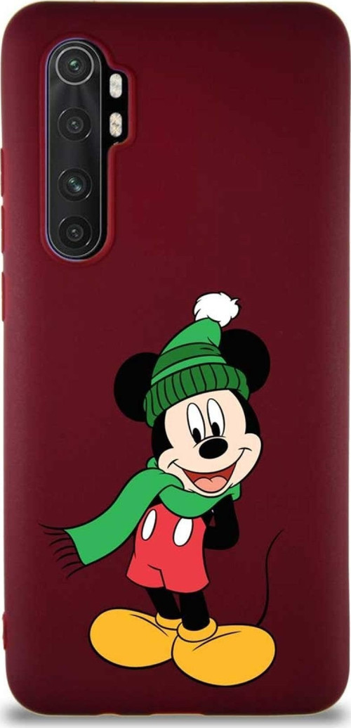 Xiaomi Mi Note 10 Lite Soft Premier Kapak Mickey Mouse-G Tasarımlı Silikon Kılıf - Mürdüm