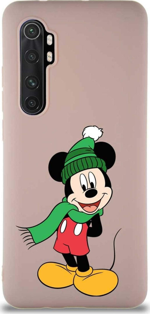 Xiaomi Mi Note 10 Lite Soft Premier Kapak Mickey Mouse-G Tasarımlı Silikon Kılıf - Pudra