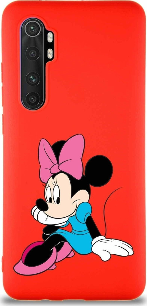 Xiaomi Mi Note 10 Lite Soft Premier Kapak Minnie Mouse-E Tasarımlı Silikon Kılıf - Kırmızı