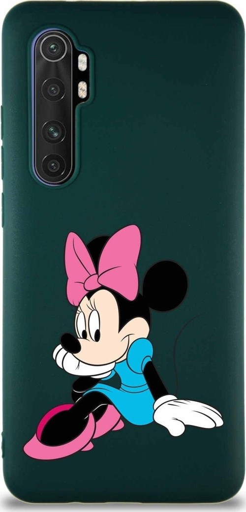 Xiaomi Mi Note 10 Lite Soft Premier Kapak Minnie Mouse-E Tasarımlı Silikon Kılıf - Yeşil