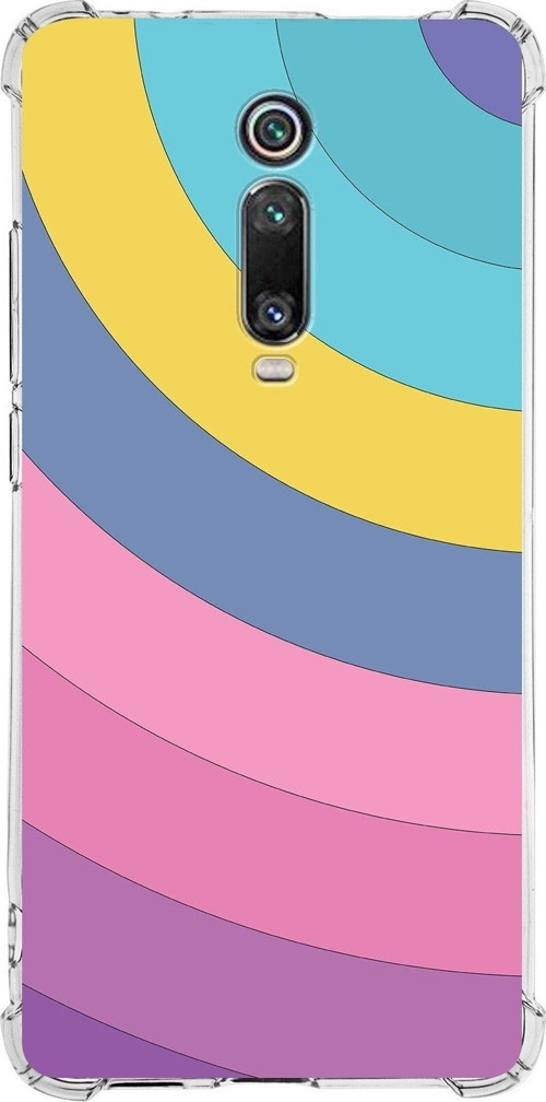 Xiaomi Mi 9T Pro Köşe Korumalı Antişok Kapak Renk Cümbüşü Tasarımlı Şeffaf Silikon Kılıf