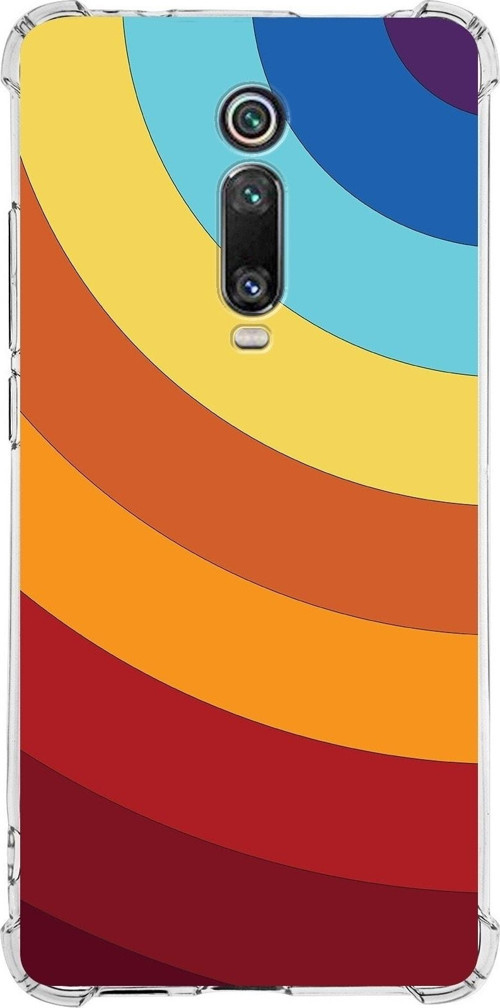 Xiaomi Mi 9T Pro Köşe Korumalı Antişok Kapak Renk Cümbüşü Tasarımlı Şeffaf Silikon Kılıf