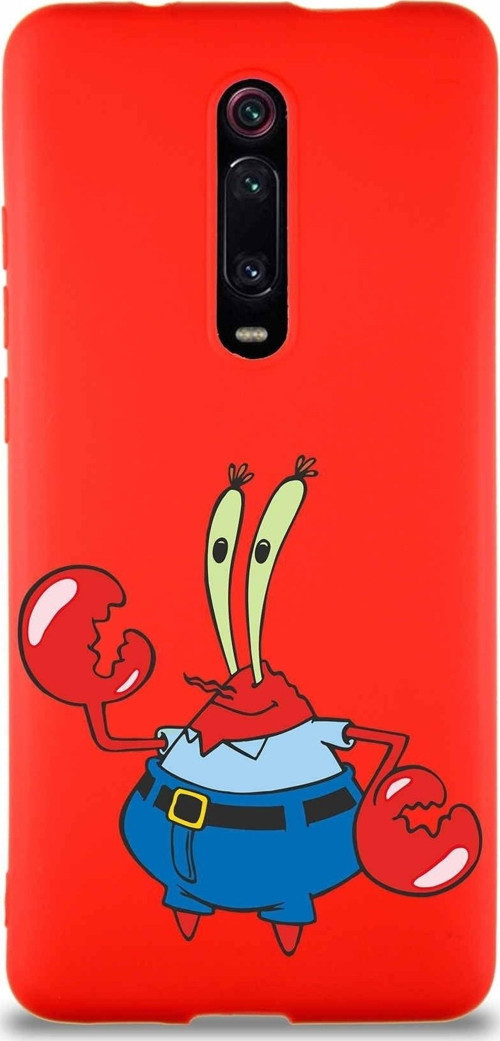 Xiaomi Mi 9T Pro Soft Premier Kapak Bay Yengeç Tasarımlı Silikon Kılıf - Kırmızı