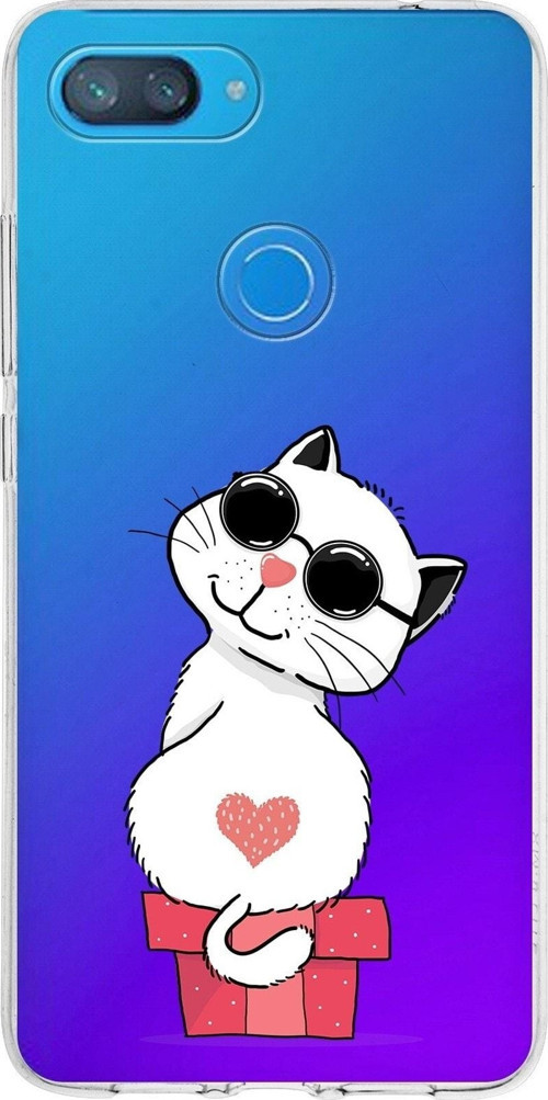 Xiaomi Mi 8 Lite Uyumlu Kapak Coolcat Tasarımlı Şeffaf Silikon Kılıf