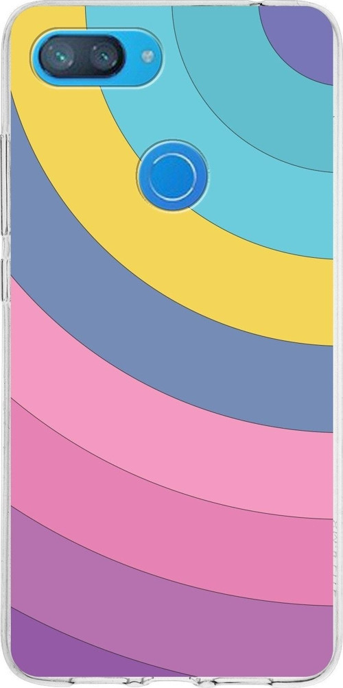 Xiaomi Mi 8 Lite Uyumlu Kapak Renk Cümbüşü Tasarımlı Şeffaf Silikon Kılıf