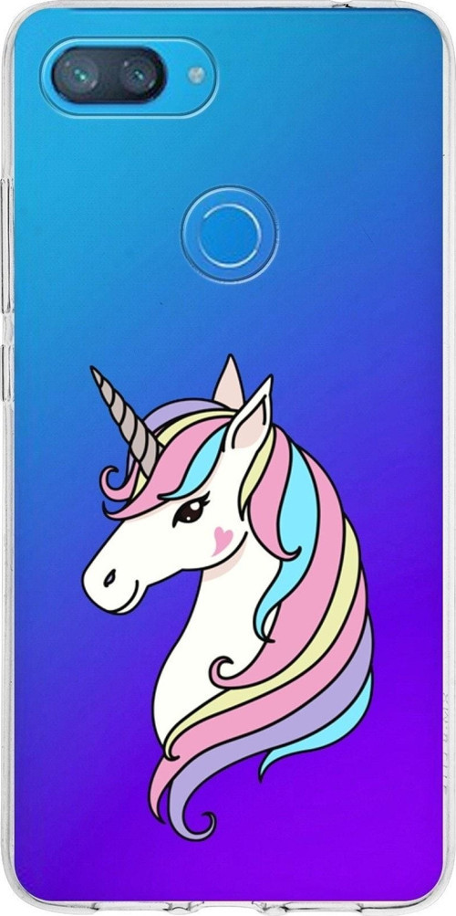 Xiaomi Mi 8 Lite Uyumlu Kapak Unicorn Tasarımlı Şeffaf Silikon Kılıf