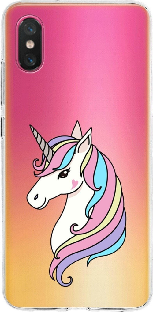 Xiaomi Mi 8 Pro Uyumlu Kapak Unicorn Tasarımlı Şeffaf Silikon Kılıf