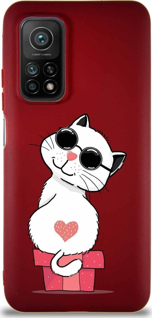 Xiaomi Mi 10T Pro Soft Premier Kapak Coolcat Tasarımlı Silikon Kılıf - Mürdüm
