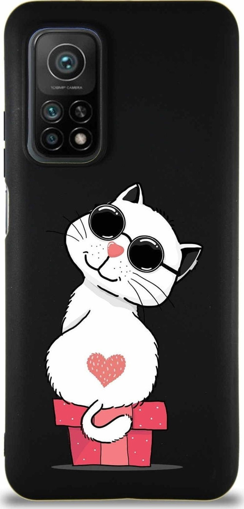 Xiaomi Mi 10T Pro Soft Premier Kapak Coolcat Tasarımlı Silikon Kılıf - Siyah