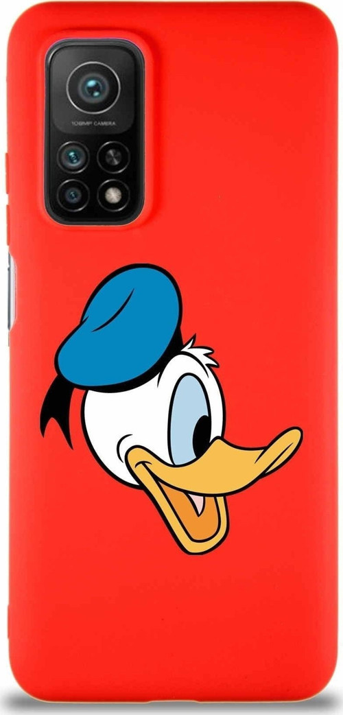Xiaomi Mi 10T Pro Soft Premier Kapak Donald Duck-F Tasarımlı Silikon Kılıf - Kırmızı