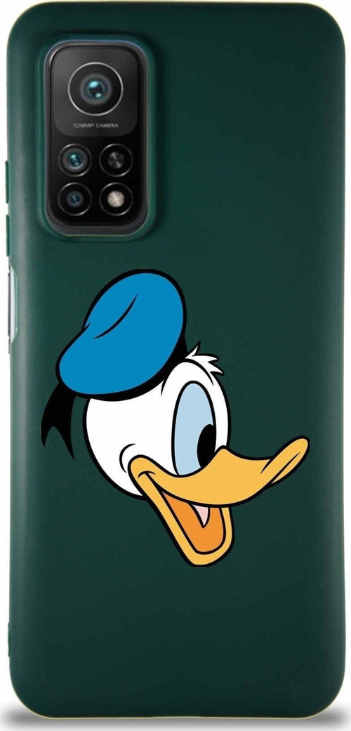 Xiaomi Mi 10T Pro Soft Premier Kapak Donald Duck-F Tasarımlı Silikon Kılıf - Yeşil