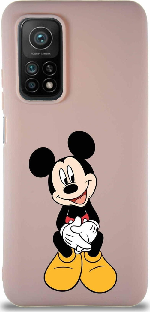 Xiaomi Mi 10T Pro Soft Premier Kapak Mickey Mouse-A Tasarımlı Silikon Kılıf - Pudra