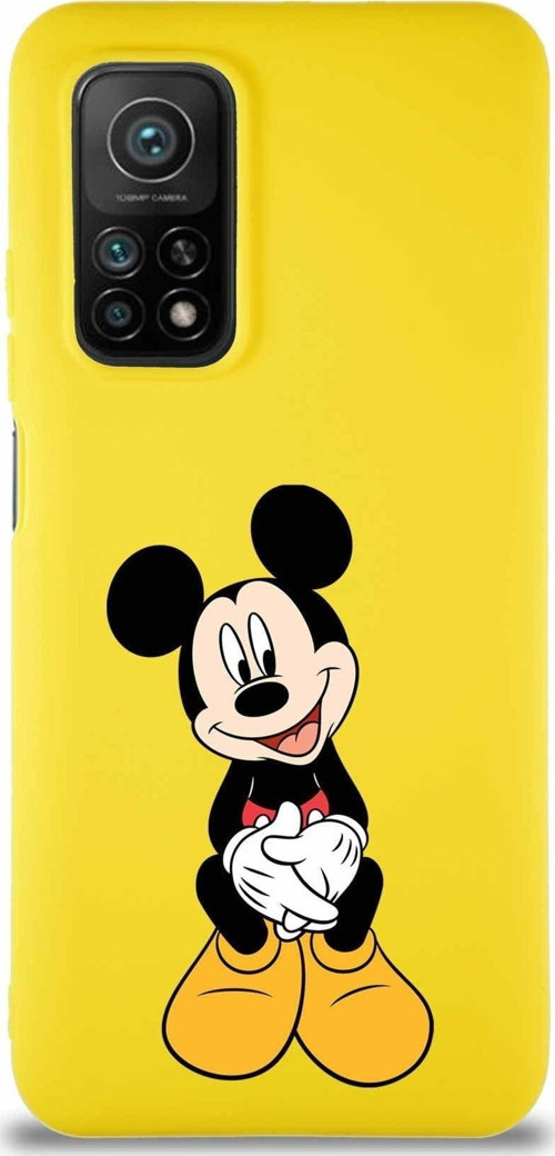 Xiaomi Mi 10T Pro Soft Premier Kapak Mickey Mouse-A Tasarımlı Silikon Kılıf - Sarı