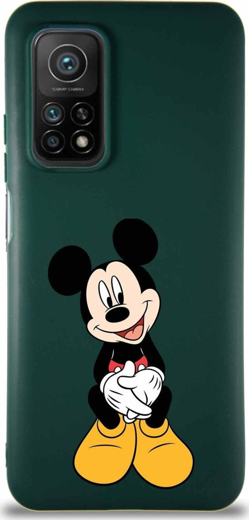 Xiaomi Mi 10T Pro Soft Premier Kapak Mickey Mouse-A Tasarımlı Silikon Kılıf - Yeşil