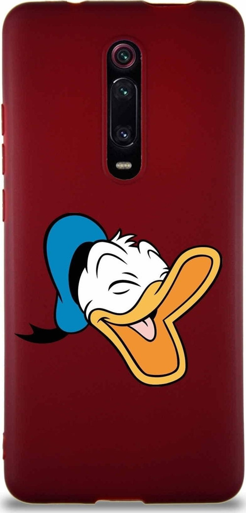 Xiaomi Mi 9T Pro Soft Premier Kapak Donald Duck-E Tasarımlı Silikon Kılıf - Mürdüm