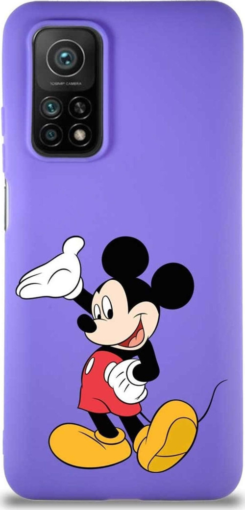 Xiaomi Mi 10T Pro Soft Premier Kapak Mickey Mouse-C Tasarımlı Silikon Kılıf - Mor