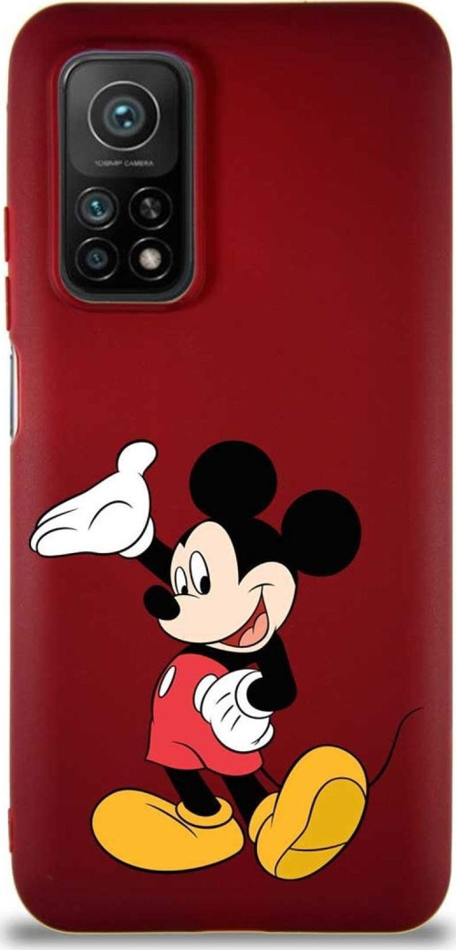 Xiaomi Mi 10T Pro Soft Premier Kapak Mickey Mouse-C Tasarımlı Silikon Kılıf - Mürdüm