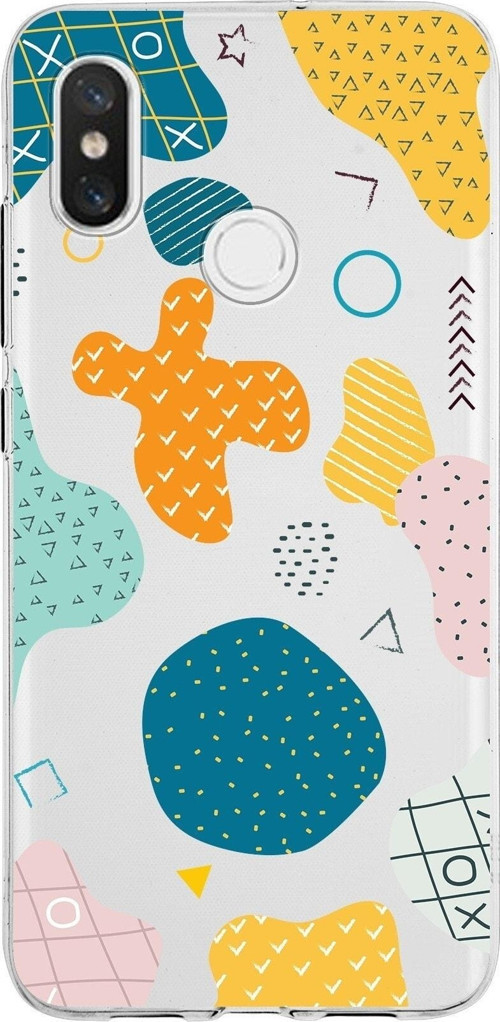 Xiaomi Mi 8 Uyumlu Kapak Geometrik Şekiller Tasarımlı Şeffaf Silikon Kılıf
