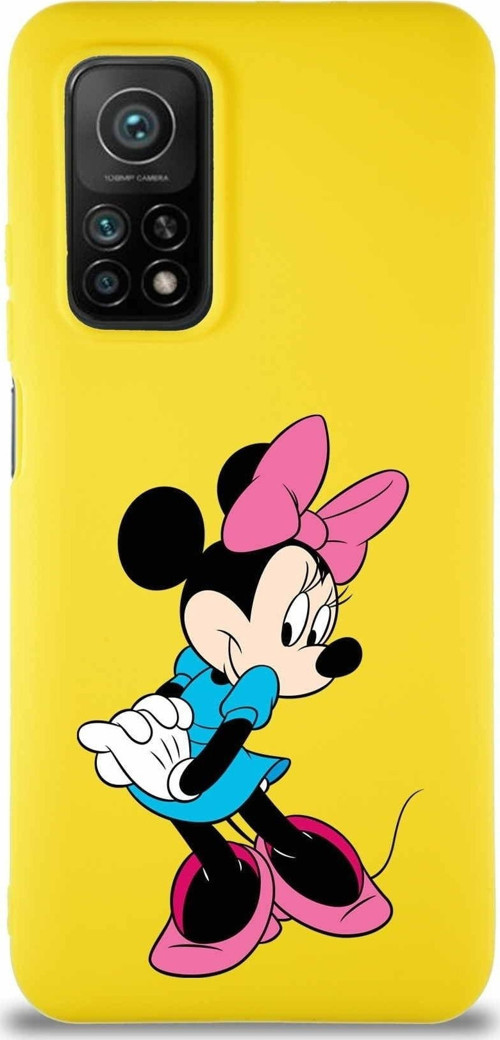 Xiaomi Mi 10T Pro Soft Premier Kapak Minnie Mouse-F Tasarımlı Silikon Kılıf - Sarı
