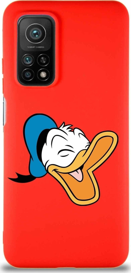 Xiaomi Mi 10T Soft Premier Kapak Donald Duck-E Tasarımlı Silikon Kılıf - Kırmızı