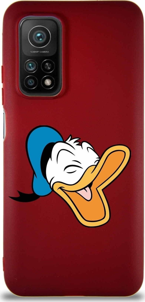 Xiaomi Mi 10T Soft Premier Kapak Donald Duck-E Tasarımlı Silikon Kılıf - Mürdüm