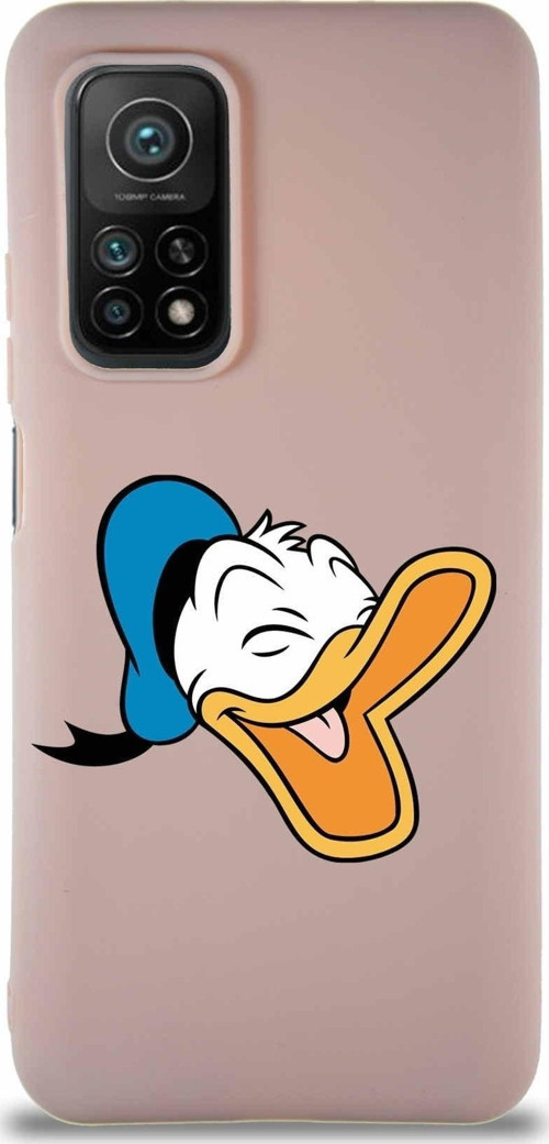 Xiaomi Mi 10T Soft Premier Kapak Donald Duck-E Tasarımlı Silikon Kılıf - Pudra