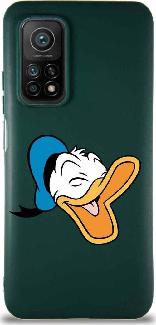 Xiaomi Mi 10T Soft Premier Kapak Donald Duck-E Tasarımlı Silikon Kılıf - Yeşil