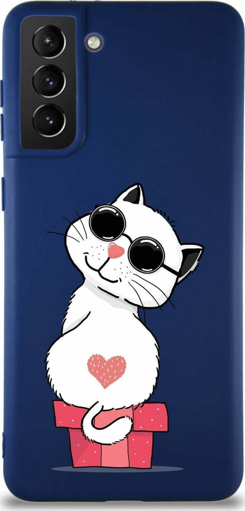 Samsung Galaxy S21 Plus Soft Premier Kapak Coolcat Tasarımlı Silikon Kılıf - Lacivert